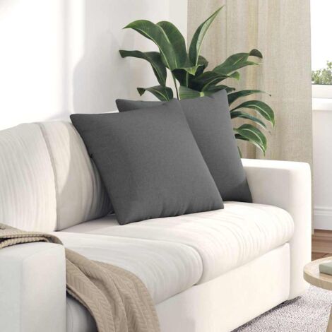 vidaXL Coussins de canapé 2 pcs Gris foncé 50 x 50 cm tissu