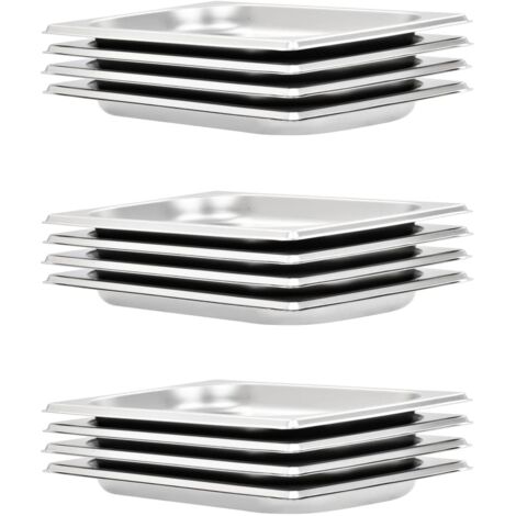 Récipients Gastronorm 12 pcs GN 1/4 20 mm Acier inoxydable vidaXL