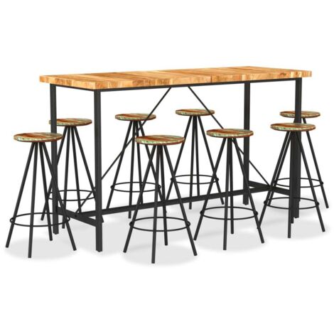 vidaXL Ensemble de bar 9 pcs Bois d'acacia et de récupération massif (1/5)