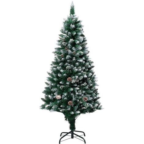 vidaXL Sapin de Noël avec pommes de pin et neige blanche 180 cm (1/5)