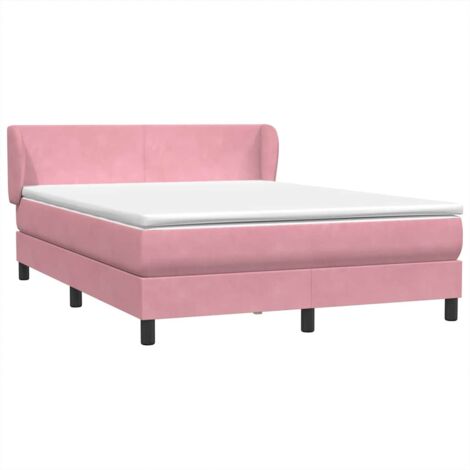 Sommier à lattes de lit avec matelas rose 160x210 cm velours vidaXL