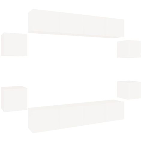 vidaXL Ensemble de meubles TV 8 pcs Blanc Bois d'ingénierie (1/5)