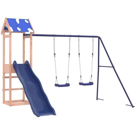Vidaxl – Aire de jeux d'extérieur en bois de douglas – Toboggan ondulé – Double balançoire – Bac à sable – Pour enfants 3-8 ans – Dimensions 308x340x195 cm (1/5)