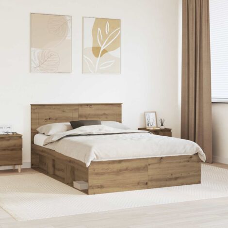 Cadre de lit Chêne artisan 150 x 200 cm Bois d'ingénierie vidaXL (1/5)