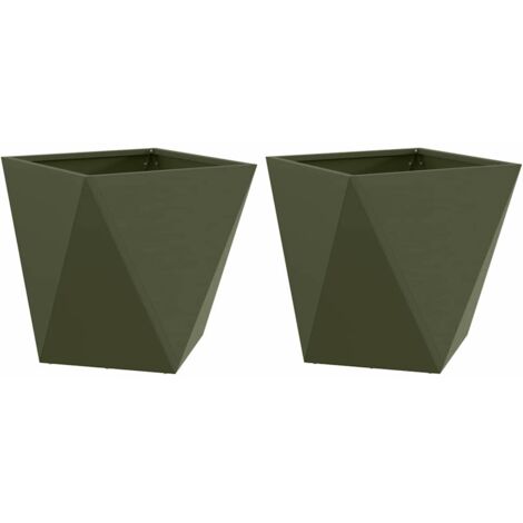 vidaXL Jardinière 2 pcs Vert olive 40 x 40 x 40 cm Acier