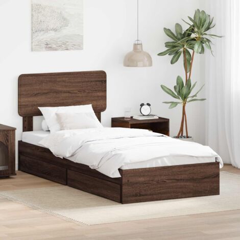 vidaXL Lit de Rangement Chêne brun 75 x 190 cm Bois d'ingénierie