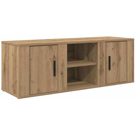 Vidaxl – Meuble TV en bois d'ingénierie chêne artisanal 100 x 31,5 x 35 cm – Rangement spacieux avec étagères et portes – Design rustique moderne (1/5)