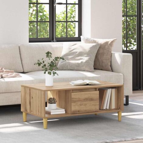 Vidaxl – Table basse fixe en bois d'ingénierie – Dimensions 90 x 50 x 26.5 cm – Design moderne avec étagère pratique – Résistante au gauchissement (1/5)