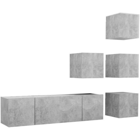 vidaXL Ensemble de meubles TV 6 pcs Gris béton Bois d'ingénierie (1/5)