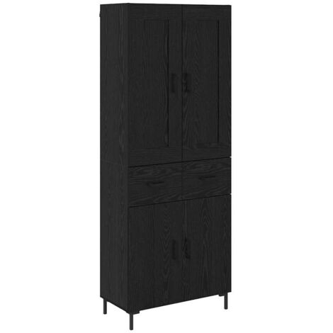 vidaXL  Highboard  with Drawer 2 pcs Black Oak Engineered Wood