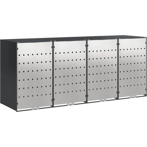 vidaXL Rangement de poubelle à roulettes pour 3 poubelles Anthracite