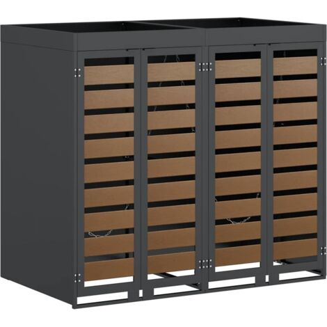 Vidaxl – Rangement de poubelle à roulettes pour 2 poubelles – Acier waterproof – Design extensible et ventilé – Pour extérieur et jardin (1/5)