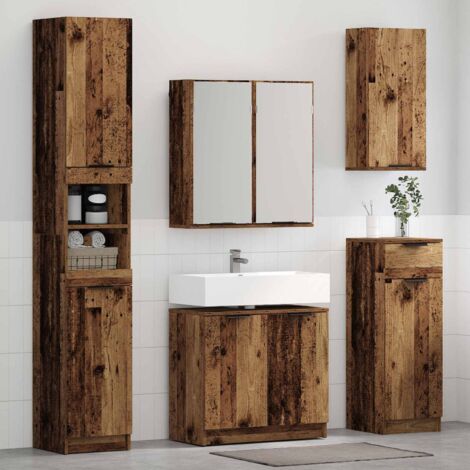 vidaXL Ensemble de mobilier de salle de bain 5 pcs Bois ancien (1/5)