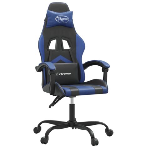 Chaise de jeu pivotante Noir et bleu Similicuir vidaXL