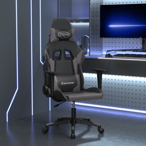 Chaise de jeu de massage Noir et gris Similicuir vidaXL