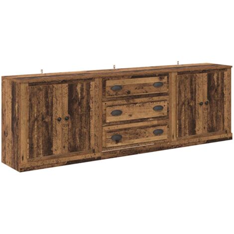 vidaXL Buffets avec tiroir 3 pcs Bois ancien 210 x 35,5 x 67,5 cm