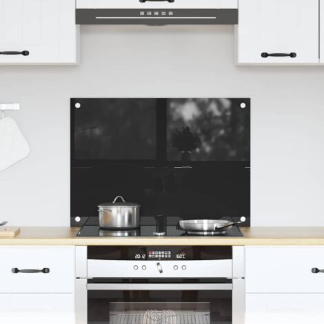 vidaXL Crédence de cuisine Noir 70 x 50 cm verre trempé