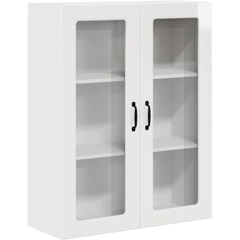 vidaXL Cabinet en verre mural PORTO Blanc brillant 80 x 31 x 100 cm