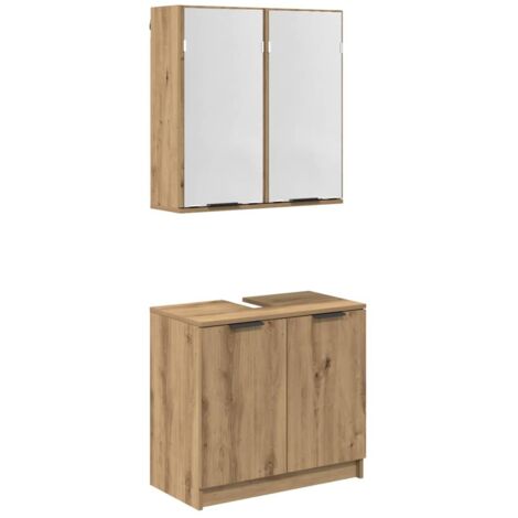 vidaXL Ensemble de Meubles de Salle de Bain avec porte Chêne artisanal (1/5)
