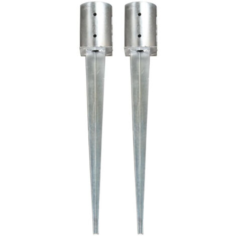 vidaXL Piquets au sol 2 pcs Argenté 10x76 cm Acier galvanisé (1/5)