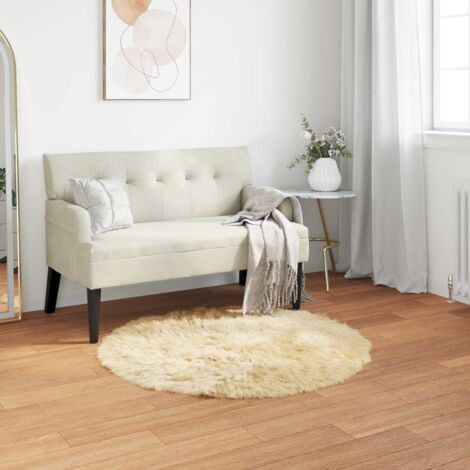 vidaXL Tapis en fausse TAFALLA Crème Ø 80 cm Polyester (1/5)