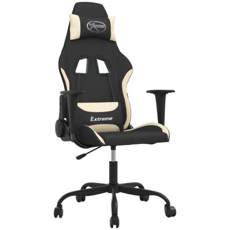 vidaXL Chaise de jeu Noir et crème Tissu