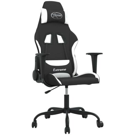 vidaXL Chaise de jeu de massage Noir et blanc Tissu