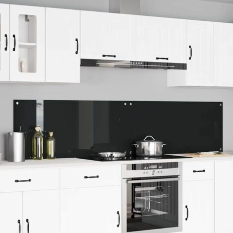 vidaXL Crédence de cuisine 2 pcs Noir 110 x 50 cm verre trempé