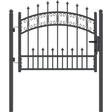 vidaXL Fence Gate with Spear Top KAMPEN 103 x 75 cm Steel Grey