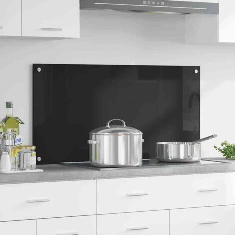 vidaXL Crédence de cuisine Noir 100 x 50 cm verre trempé