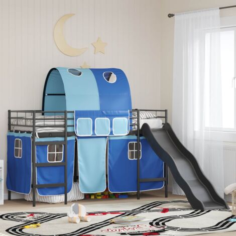 vidaXL Lit mezzanine pour enfants Noir et Bleu 75 x 190 cm Métал (1/5)