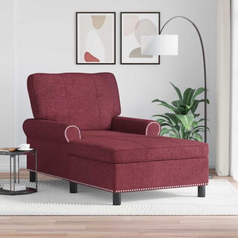 Chaise longue avec coussin Bordeaux 91 x 157 x 91 cm tissu vidaXL
