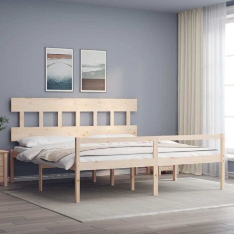 vidaXL Lit pour personne âgée et tête de lit 200x200 cm bois massif (1/5)