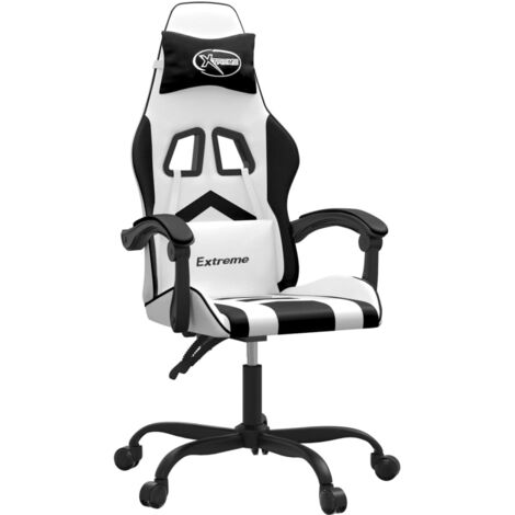 Chaise de jeu pivotante Blanc et noir Similicuir vidaXL