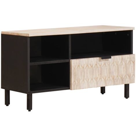 vidaXL Meuble TV avec tiroir Finition Lavage Blanc 80 x 33 x 46 cm (1/5)