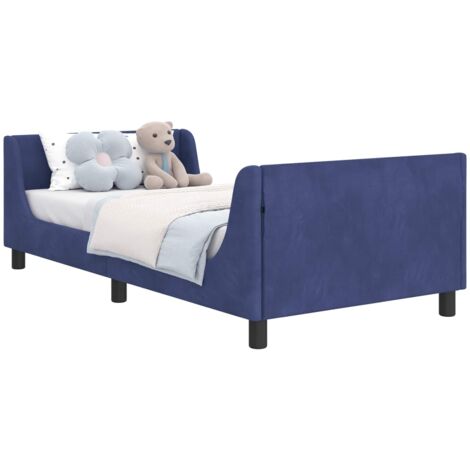 vidaXL Cadre de lit pour enfants avec tête de lit Bleu police Velours (1/5)