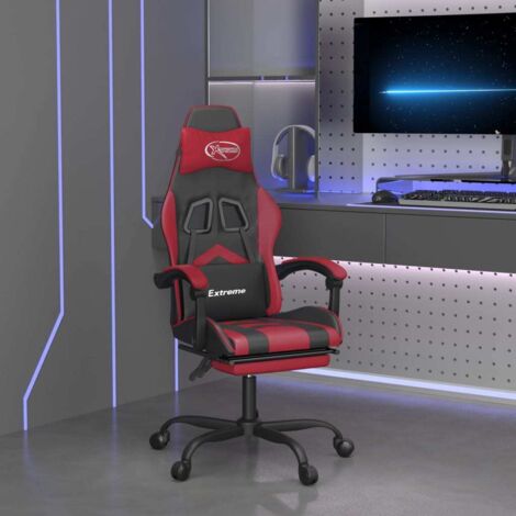 Chaise gamer avec repose-pied, Chaise Fauteuil de bureau Style Moderne - Noir/rouge bordeaux Similicuir vidaXL (1/5)