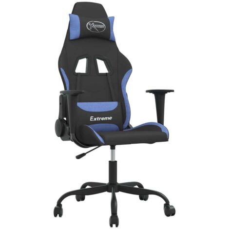 vidaXL Chaise de jeu Noir et bleu Tissu