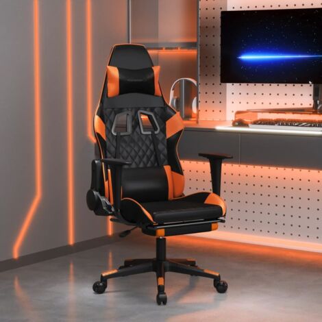 Chaise gamer avec repose-pied, Chaise Fauteuil de bureau Style Moderne - Noir et orange Similicuir vidaXL