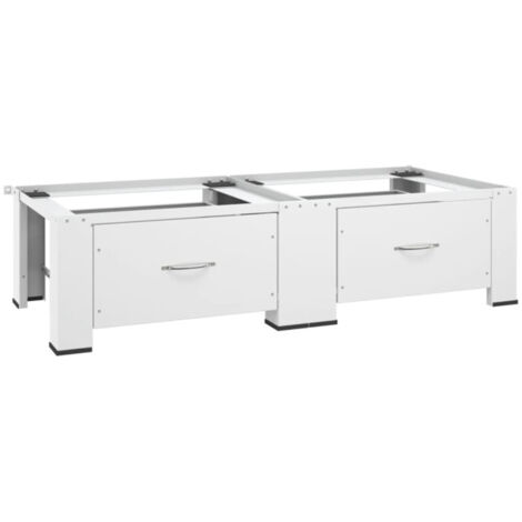 Vidaxl – Socle double pour lave-linge et sèche-linge avec tiroirs – Acier robuste – Dimensions 127x54,5x32,5 cm – Charge jusqu'à 200 kg