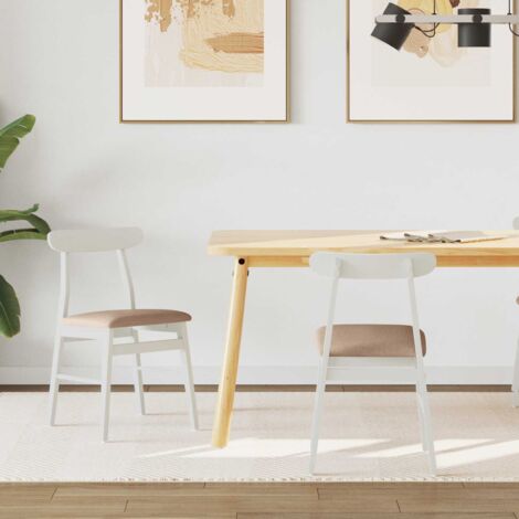 vidaXL  Dining Chair  2 pcs White and Brown Solid Rubber Wood (1/5)
