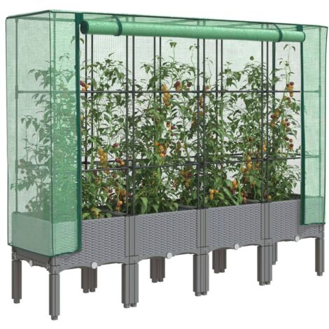 vidaXL Jardinière surélevée avec housse aspect rotin 160x40x140 cm (1/5)