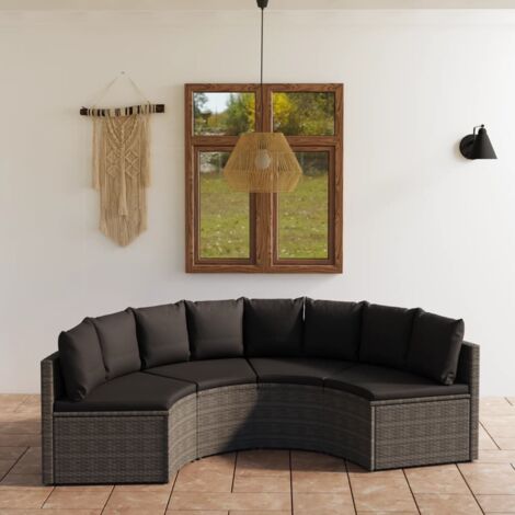Salon de jardin 4 pcs - Mobilier de jardin - Ensemble repas de jardin avec coussins Résine tressée Gris vidaXL