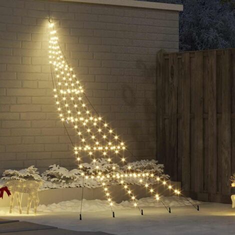 vidaXL Arbre de Noël LED avec piquets au sol Blanc chaud 306 cm Métal (1/5)