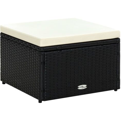 vidaXL Footstool Ottoman Poly Rattan 53x53x30 cm Black