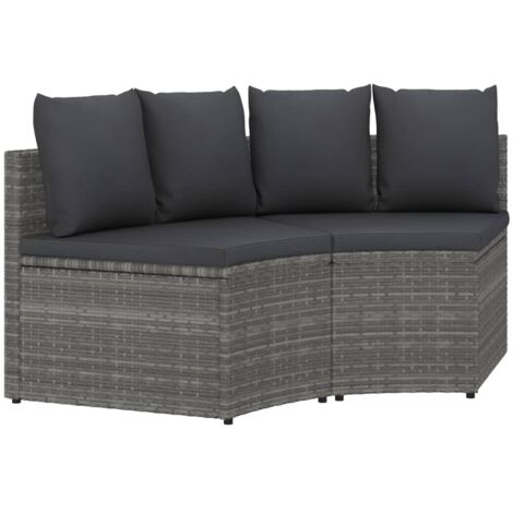 vidaXL Salon de jardin 2 pcs avec coussins Résine tressée Gris (1/5)