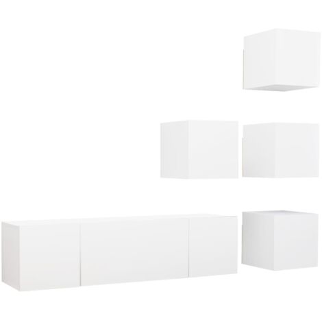 vidaXL Ensemble de meubles TV 6 pcs Blanc Bois d'ingénierie (1/5)