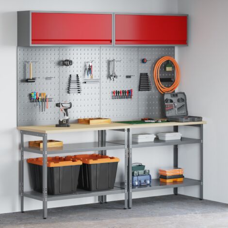 Set de 8 pièces de banc de travail en acier gris vidaXL