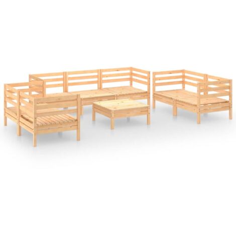 Salon de jardin 8 pcs Bois de pin massif (1/5)