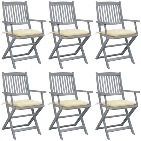 Lot de 6 Chaises de Jardin Exterieur pliables - Chaises Relax Design avec coussins Bois d'acacia vidaXL